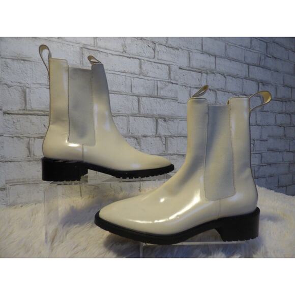Aeyde Simone Cream Leather Chelsea Ankle Boots 8.5 New with Defects